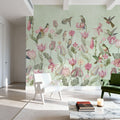 Tulips & Birds, Mint Mural Wallpaper - room preview 05