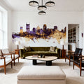 Nashville Tennessee Skyline Purple & Gold Mural Wallpaper - room preview 05