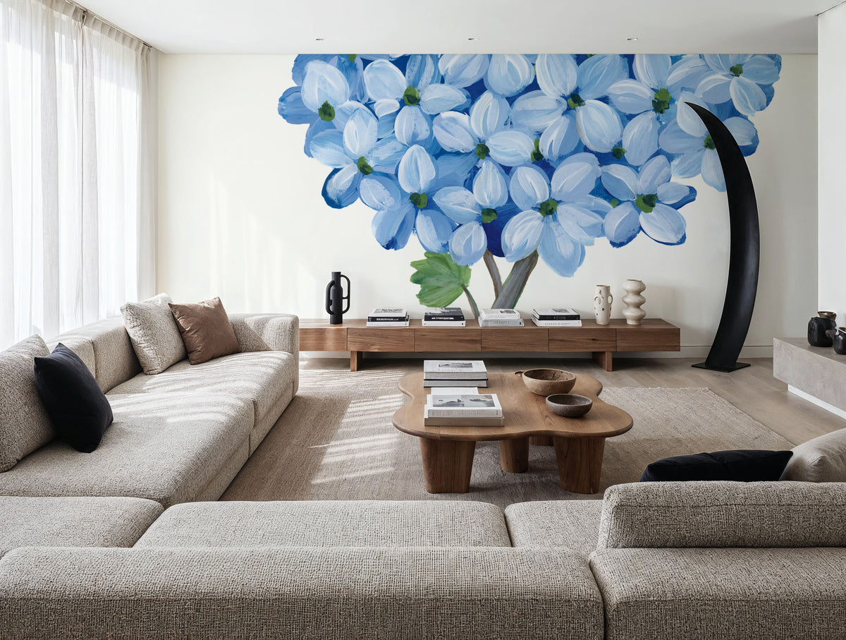 Nantucket Blue Hydrangea I Mural Wallpaper - room preview 05