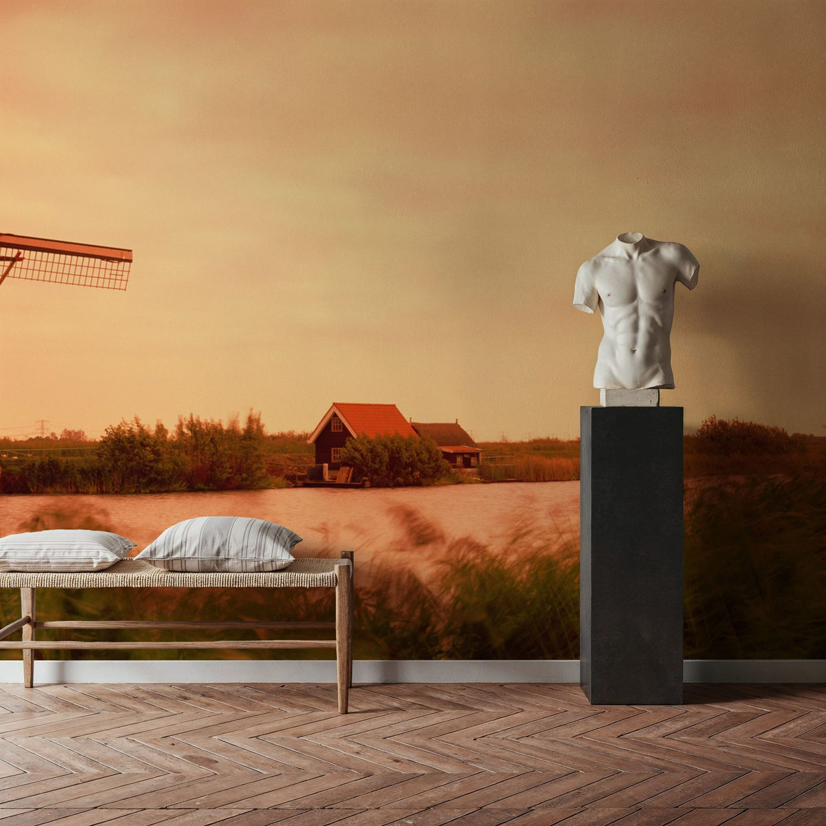 Dutch Sunset Windmills Mural Wallpaper - room preview 05