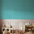 Coastal Scales Turqouise Mural Wallpaper - room preview 05