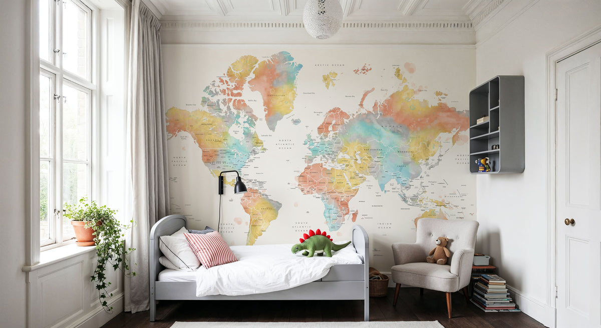 World Map - Fifi Mural Wallpaper - room preview 05