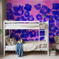 Flower Poufs, Indigo on Pink Mural Wallpaper - room preview 05