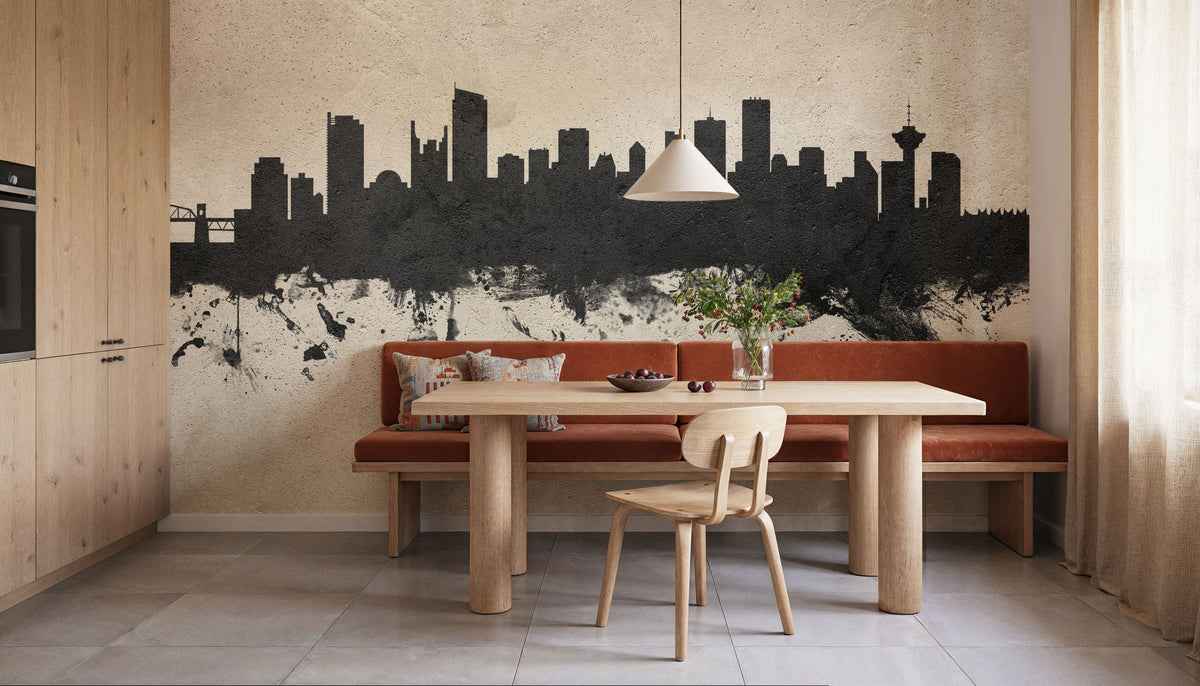 Vancouver Canada Skyline Concrete Mural Wallpaper - room preview 05