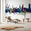Southampton England Skyline Blue & Bronze Mural Wallpaper - room preview 05