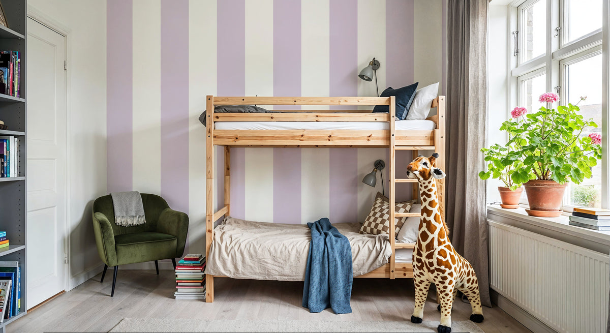 Circus Stripes, Lavender Mural Wallpaper - room preview 05