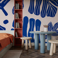 Monstera Cuttings, Intense Blue Mural Wallpaper - room preview 05