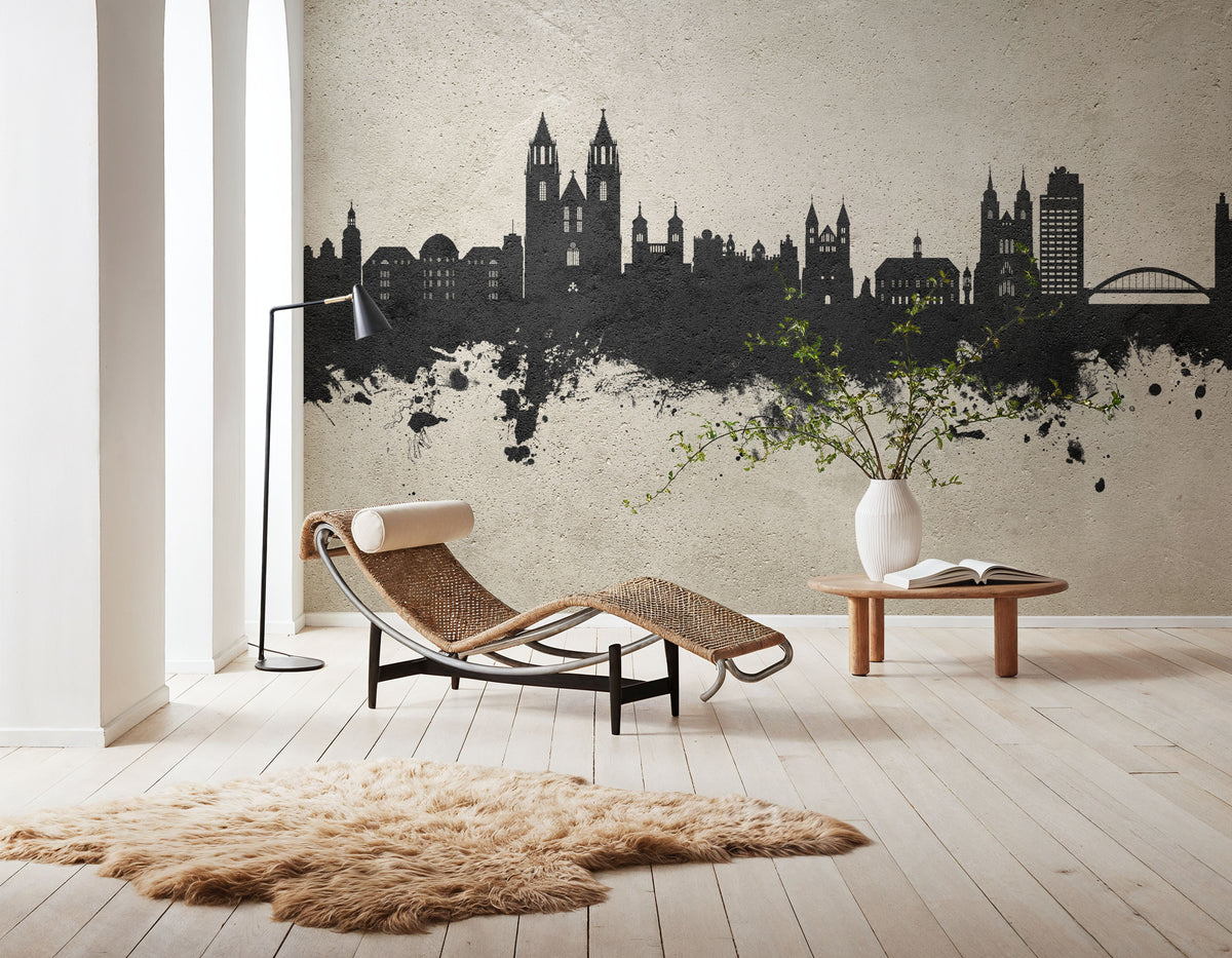 Magdeburg Germany Skyline Concrete Mural Wallpaper - room preview 05