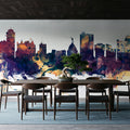 Winnipeg Canada Skyline Blue & Bronze Mural Wallpaper - room preview 05