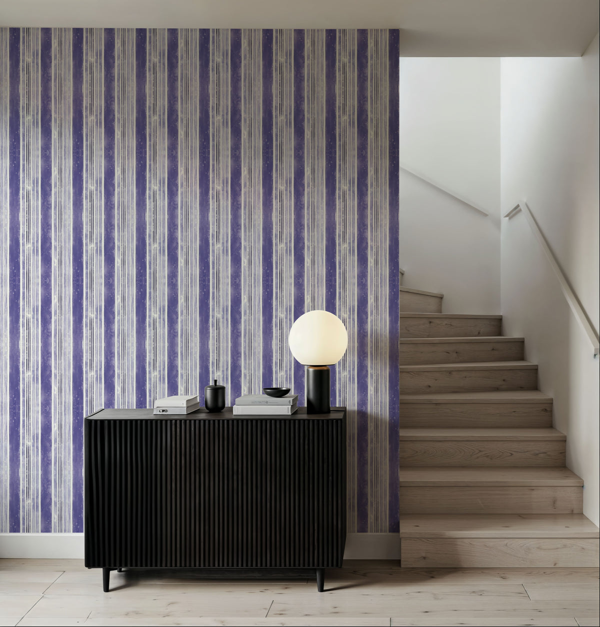 Botanical Blue Thick Lines Mural Wallpaper - room preview 05
