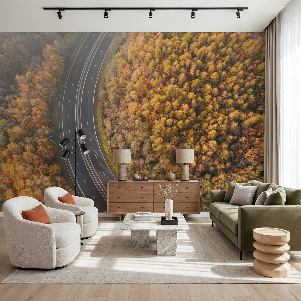 Autumn Canopy Road Mural Wallpaper - room preview 05