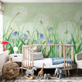 Dandelion Meadow, Green Mural Wallpaper - room preview 05