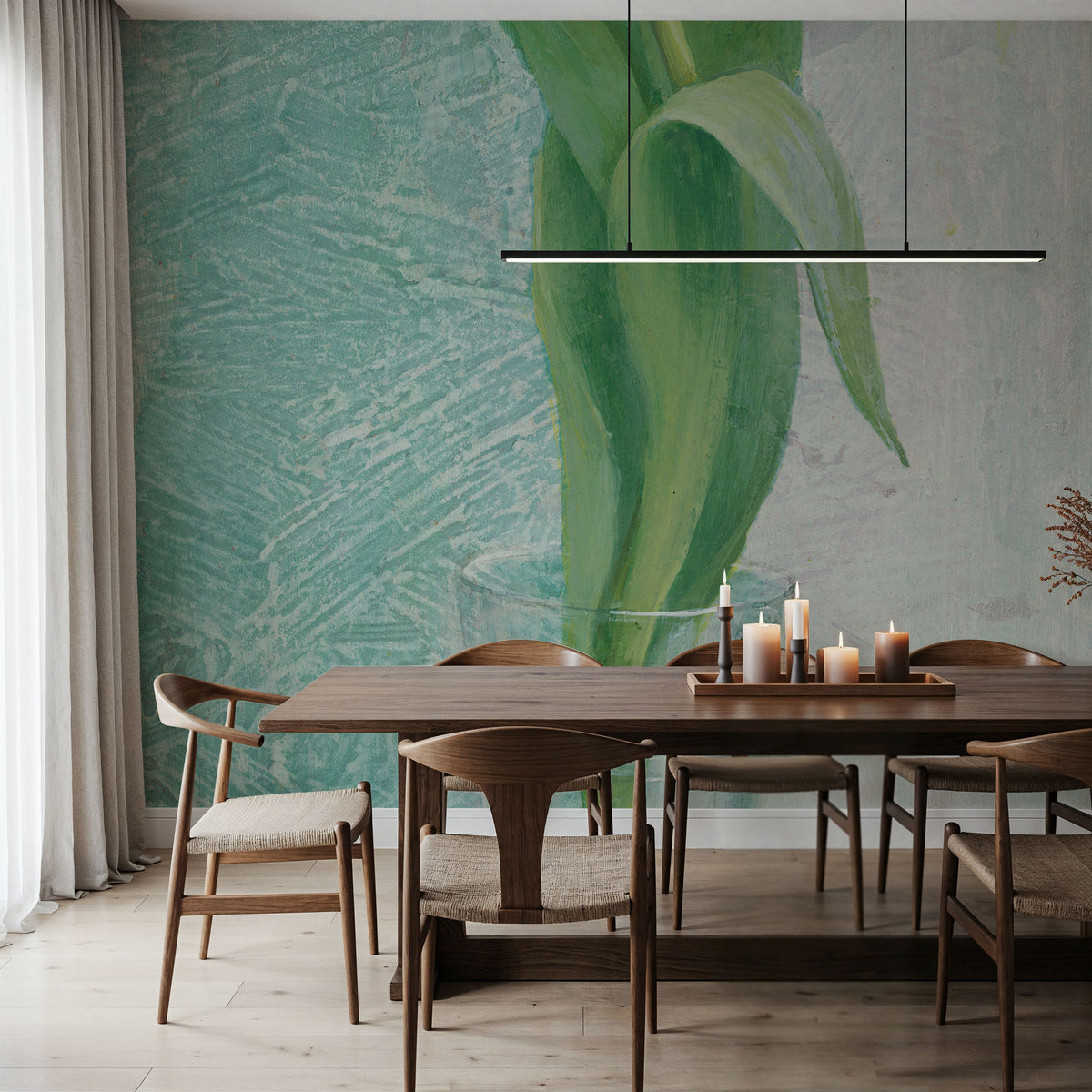 Tulip on Blue Mural Wallpaper - room preview 05