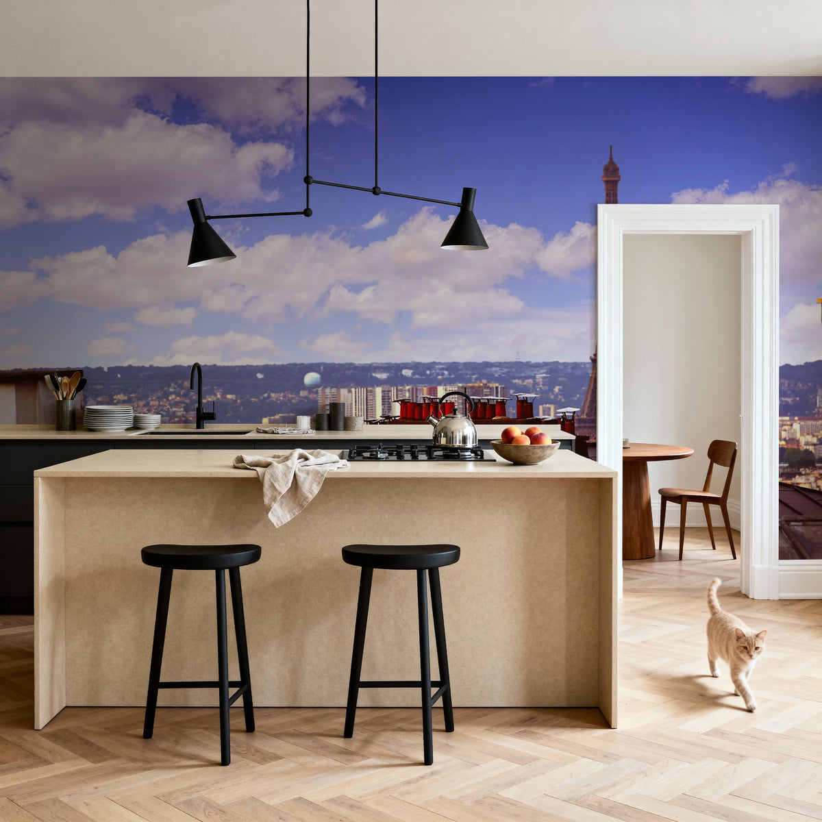Parisian Rooftop Vista Mural Wallpaper - room preview 05