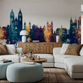 Magdeburg Germany Skyline Blue & Bronze Mural Wallpaper - room preview 05