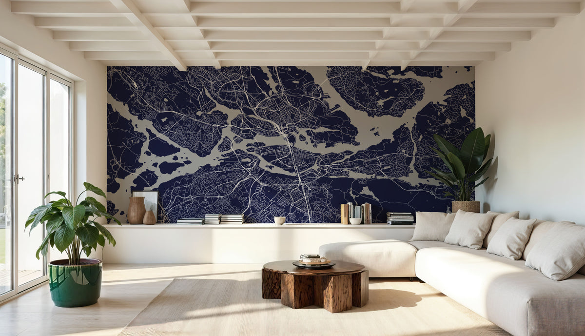 Map of Stockholm Mural Wallpaper - room preview 05
