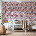 Flower Power, Blue Mural Wallpaper - room preview 05