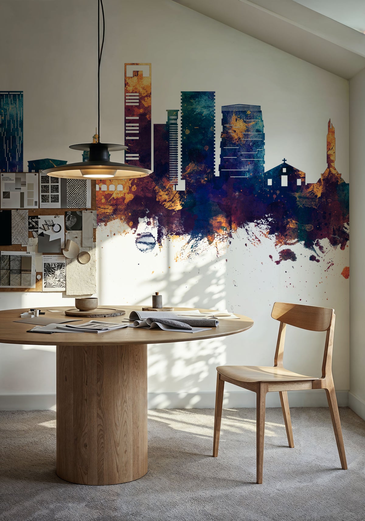 Luanda Skyline Blue & Bronze Mural Wallpaper - room preview 05