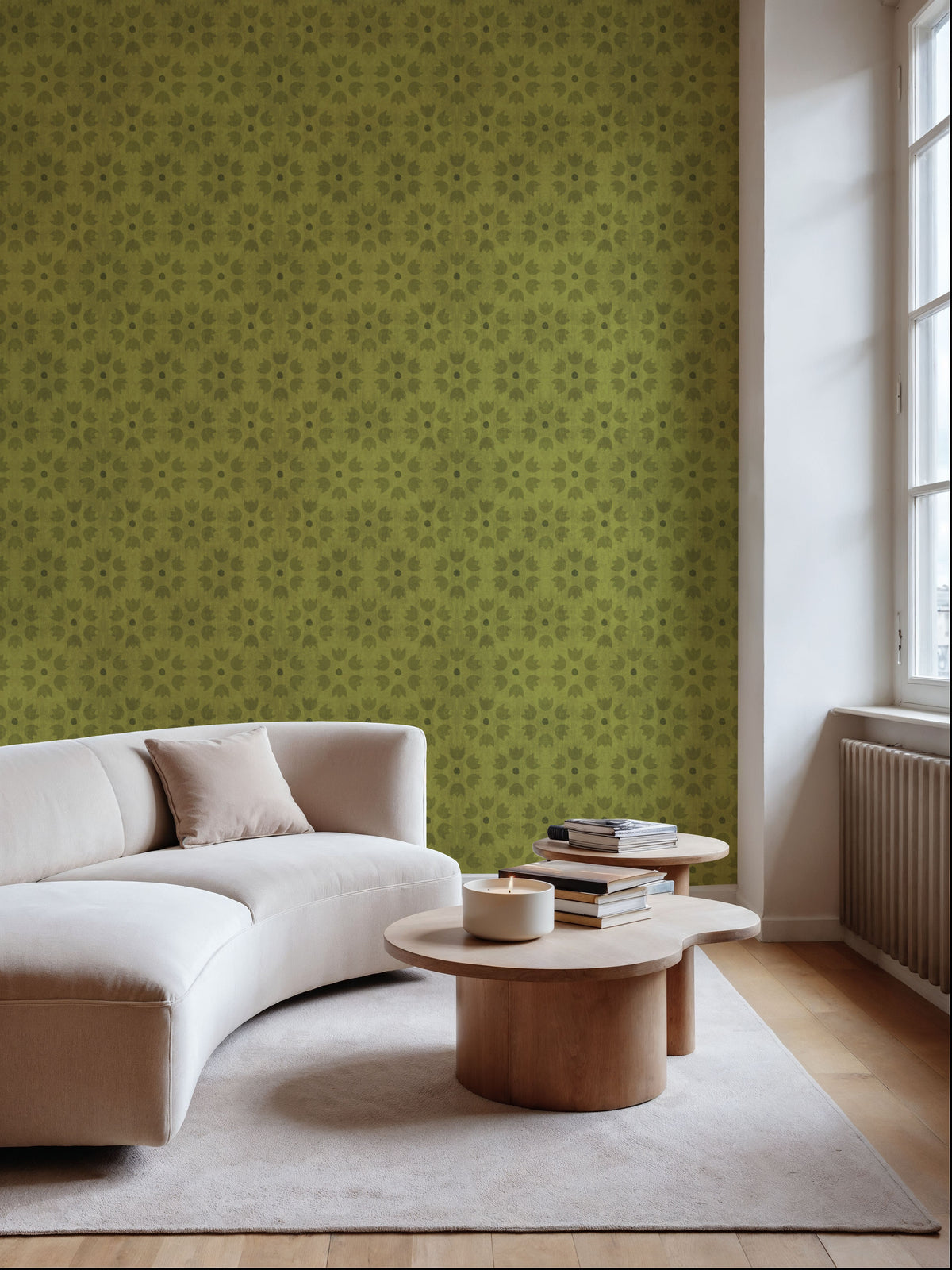 La Vida Flowers Green Mural Wallpaper - room preview 05