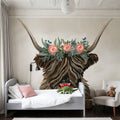 Longhorn with Rose Crown Texture Mural Wallpaper - room preview 05