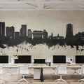 Stamford Connecticut Skyline Concrete Mural Wallpaper - room preview 05