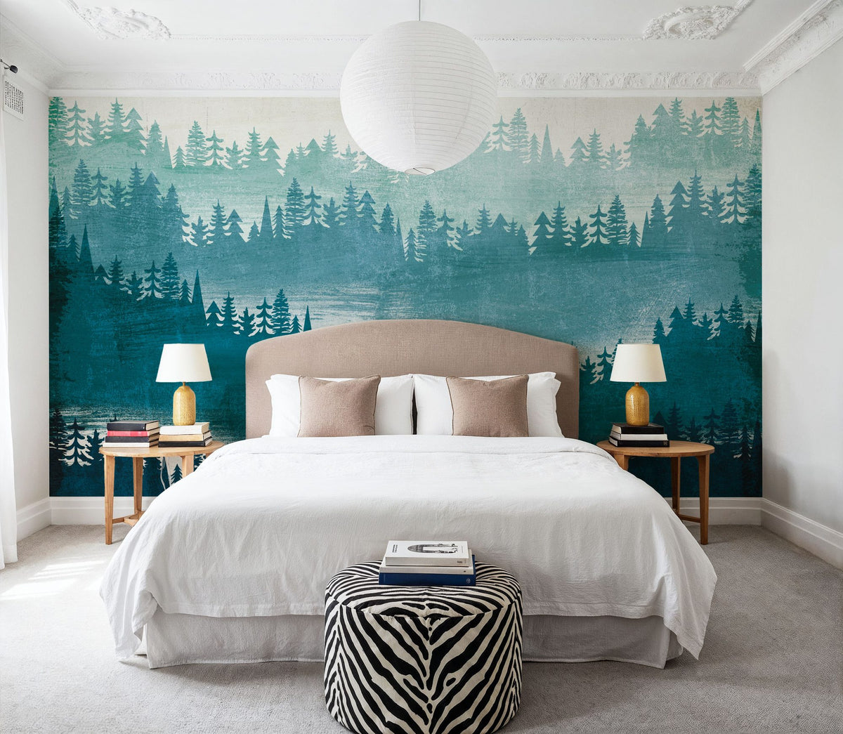 Mountainscape Blue Mural Wallpaper - room preview 05