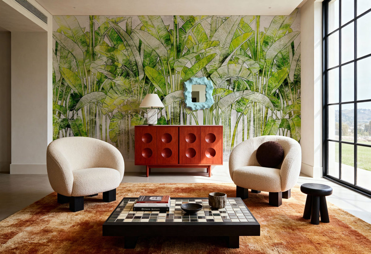 Wild Green Leaves Mural Wallpaper - room preview 05