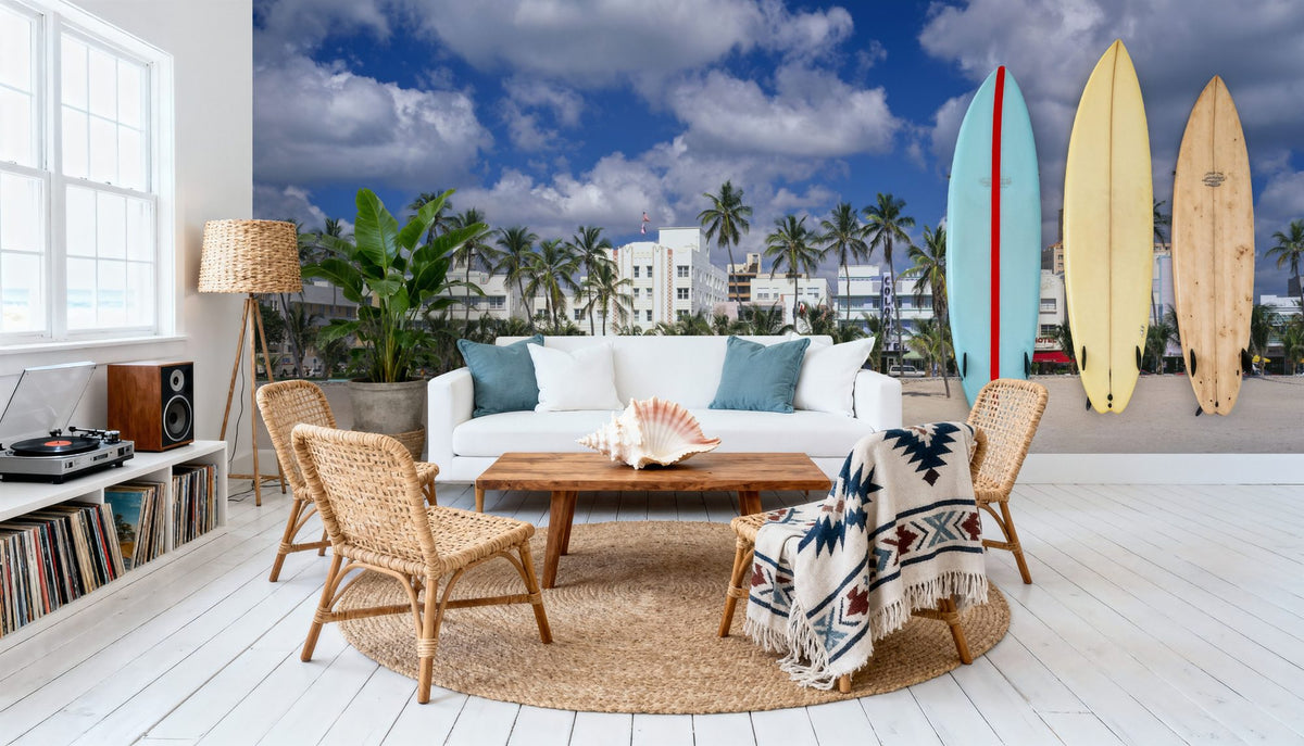 Tropical Deco Shore Mural Wallpaper - room preview 05