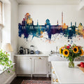 Damascus Syria Skyline Blue & Bronze Mural Wallpaper - room preview 05