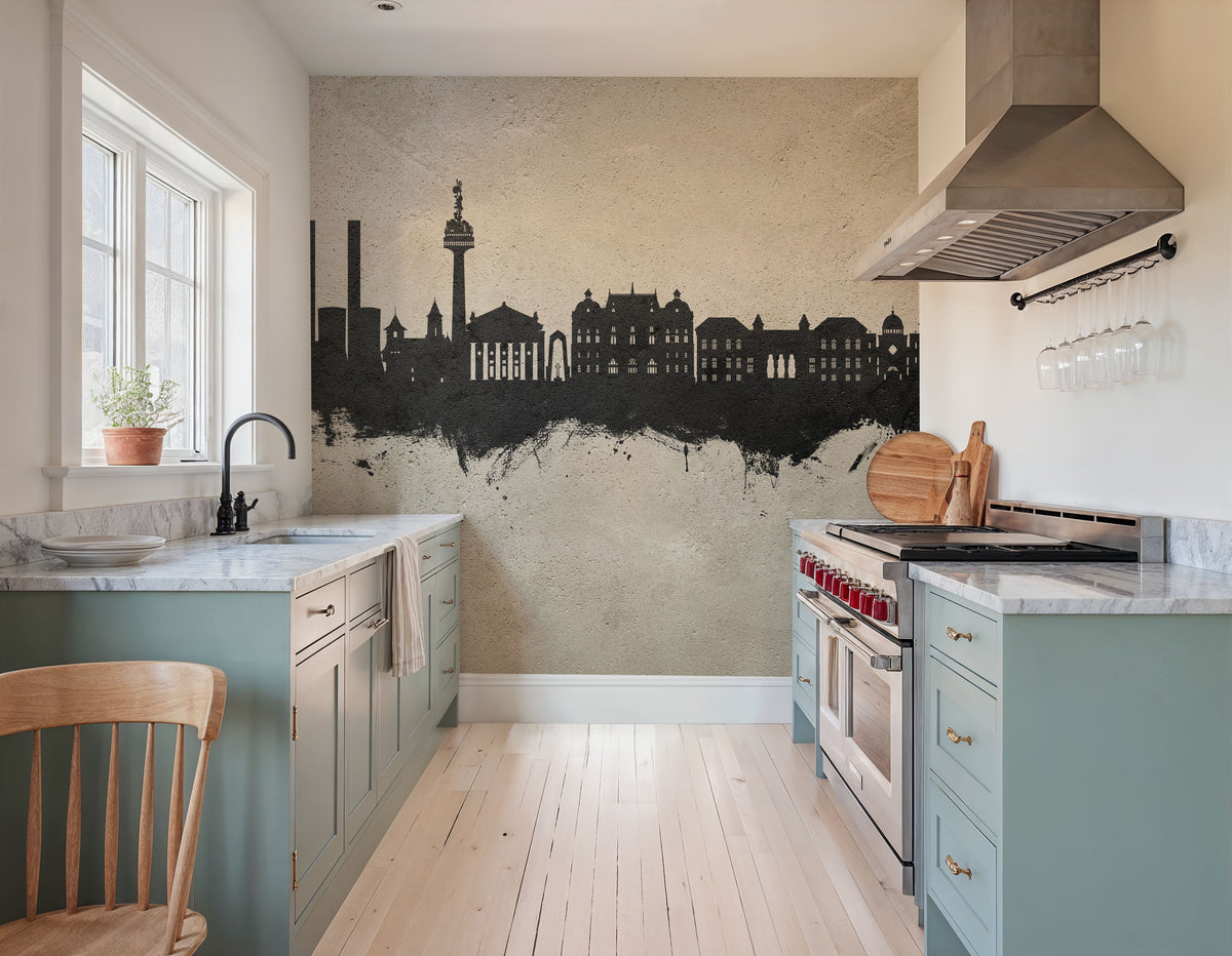 Galaţi Romania Skyline Concrete Mural Wallpaper - room preview 05