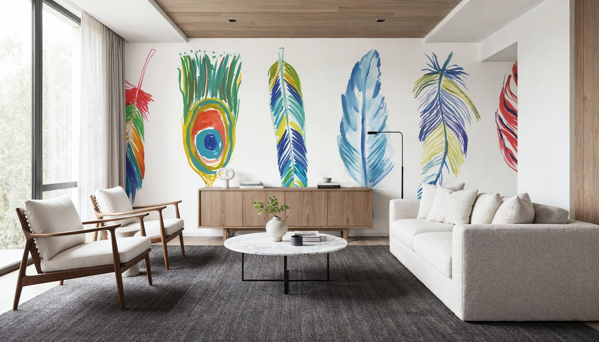 Rainbow Feathers I Mural Wallpaper - room preview 05