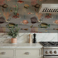 Under the Surface Gray Mural Wallpaper - room preview 05