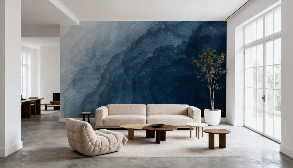 Indigo Ocean Mural Wallpaper - room preview 05