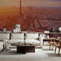 Eiffel Tower in Paris Aerial Sunset Mural Wallpaper - room preview 05