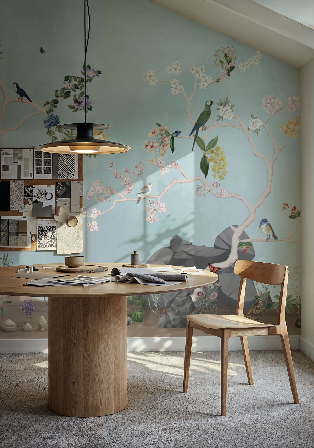 Birds in the Garden Blue Mural Wallpaper - room preview 05