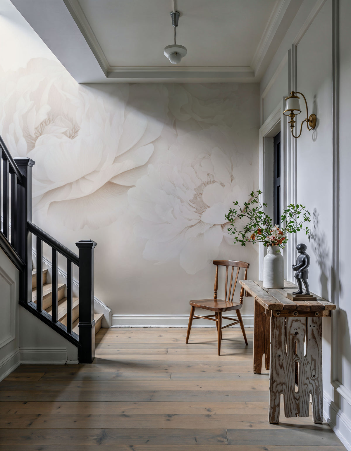 Transcendent Peony, Sepia Mural Wallpaper - room preview 05