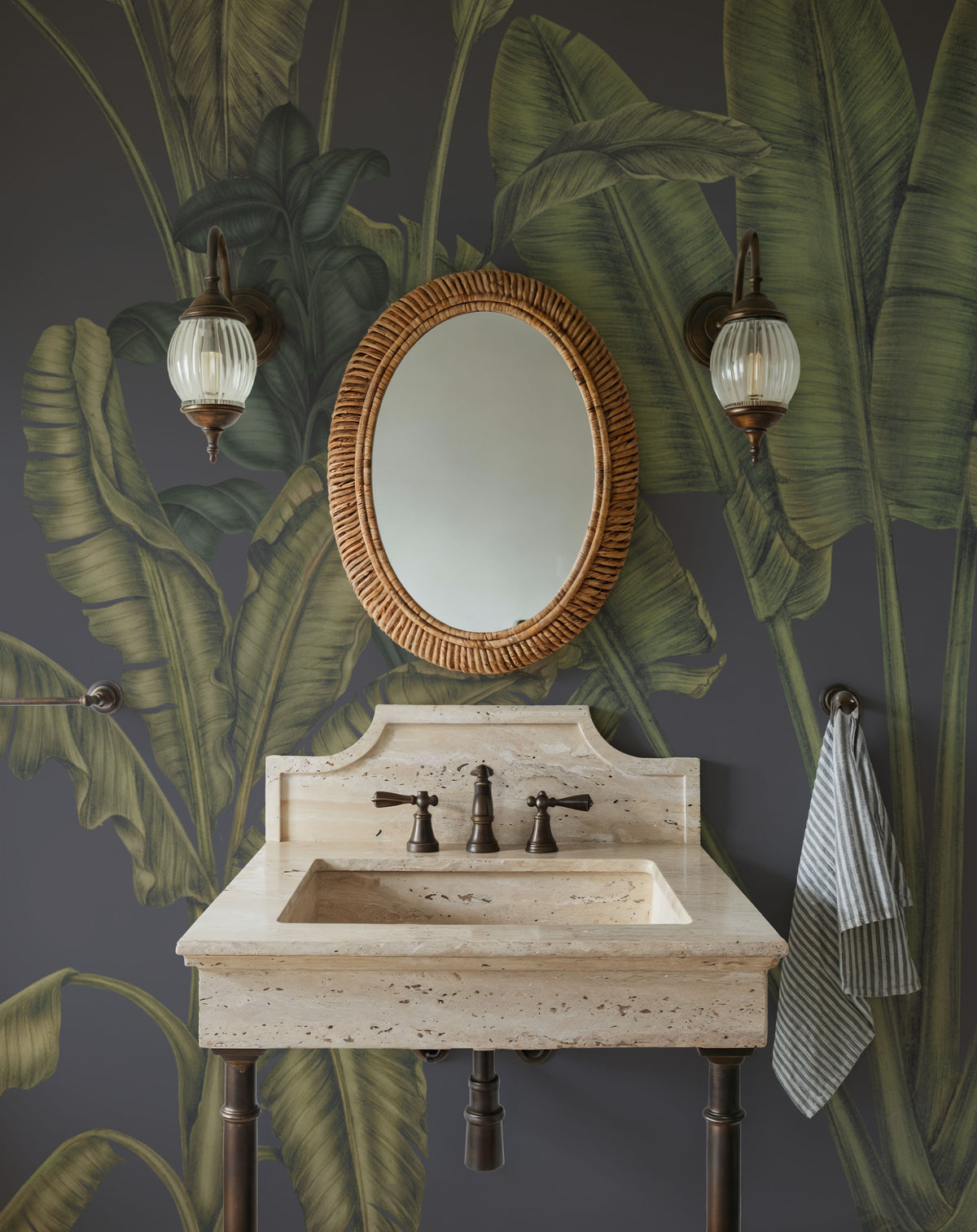 Banana Grove, Foggy Blue Mural Wallpaper - room preview 05