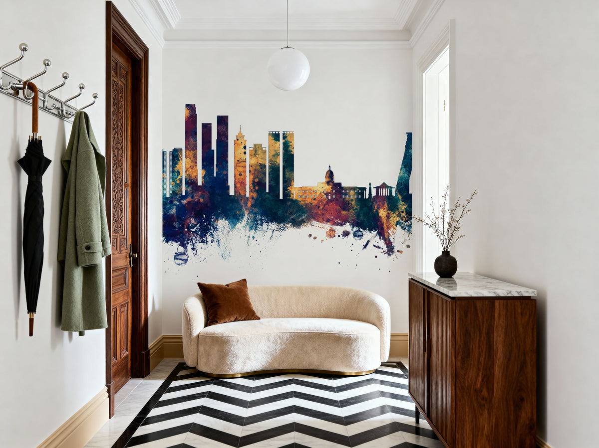 Colombo Sri Lanka Skyline Blue & Bronze Mural Wallpaper - room preview 05