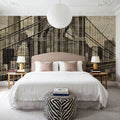 Vintage NY Brooklyn Bridge Skyline Mural Wallpaper - room preview 05