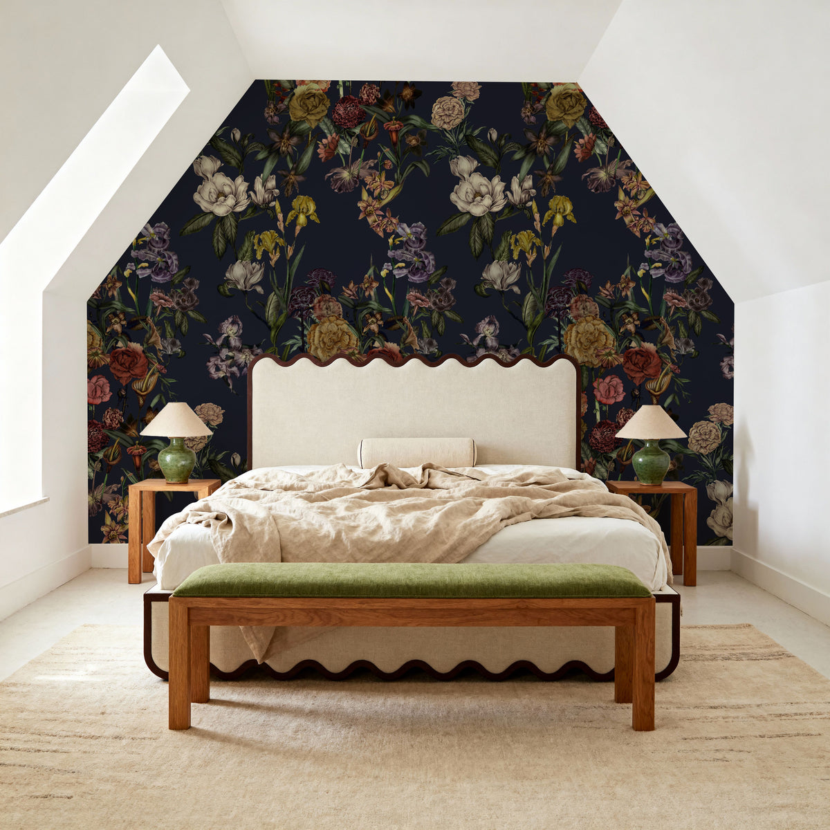 Floral Gaze, Midnight Mural Wallpaper - room preview 05