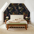 Floral Gaze, Midnight Mural Wallpaper - room preview 05