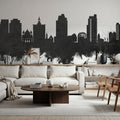 San Jose California Skyline Black & White Mural Wallpaper - room preview 05