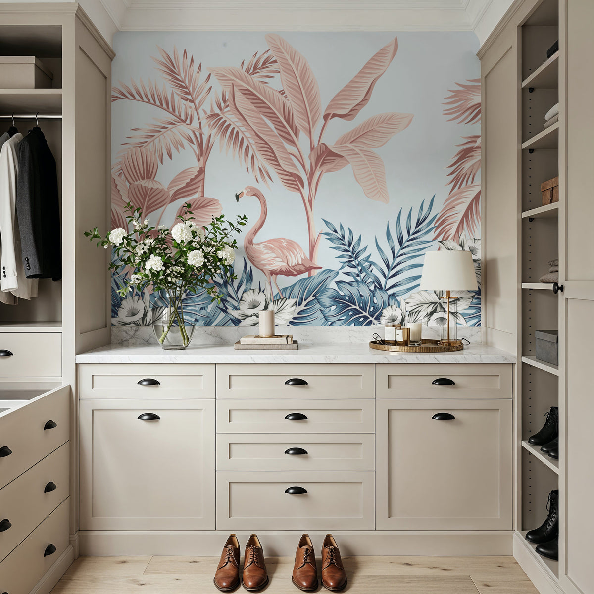 Stealth Flamingo Mural Wallpaper - room preview 05