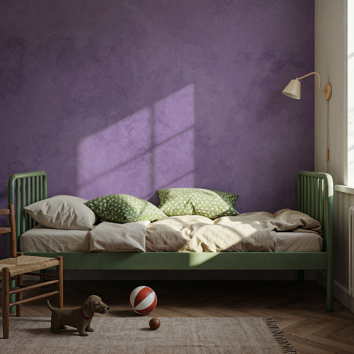Subtle Plaster Wall, Aura Indigo Mural Wallpaper - room preview 05
