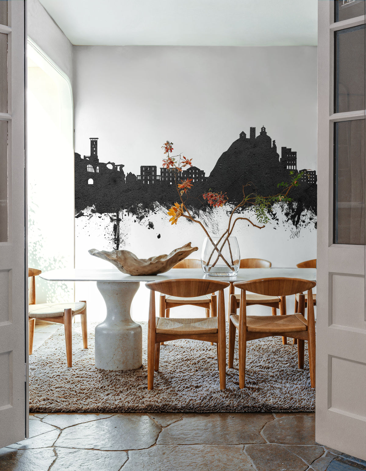 Monterosso Al Mare Italy Skyline Black & White Mural Wallpaper - room preview 05