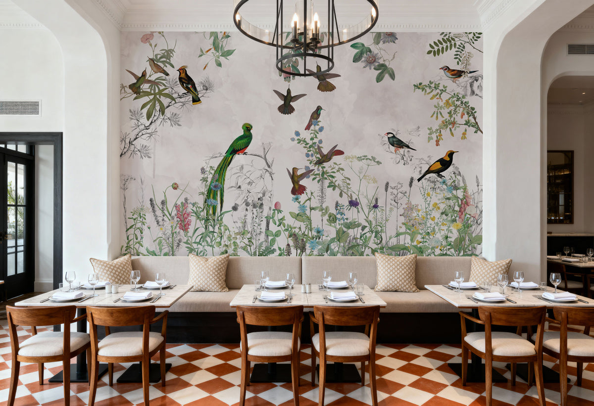 Fields of Birds and Flowers Mural Wallpaper - Edition 4 - room preview 05