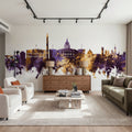 Washington DC Skyline Purple & Gold Mural Wallpaper - room preview 05