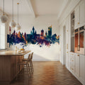 Leipzig Germany Skyline Blue & Bronze Mural Wallpaper - room preview 05