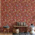 Time to Share Flowers Red Mural Wallpaper - room preview 05