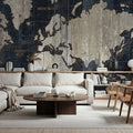 Old World Map Blue V2 Mural Wallpaper - room preview 05